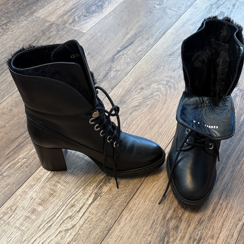 Aquatalia Black Lace Up Boots